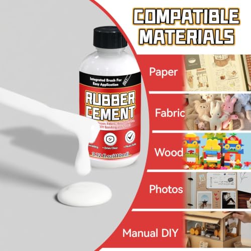 Image of Rubber Cement, 110ml Multifunctional White Adhesive, No Wrinkling PVA Glue, Ideal for Crafts, Paper, Fabric, Wood, Photos, DIY Crafts, and More