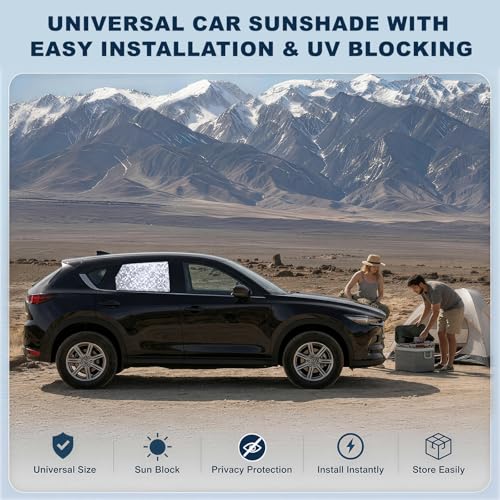 Image of ZATOOTO Rear Side Window Sun Shade - 2 Pack Car Window Covers 99% UV Light Block Car Curtains Magnetic Side Window Sun Shade Keeps Cooler for Breastfeeding, Taking a nap, Changing Clothes, Camping