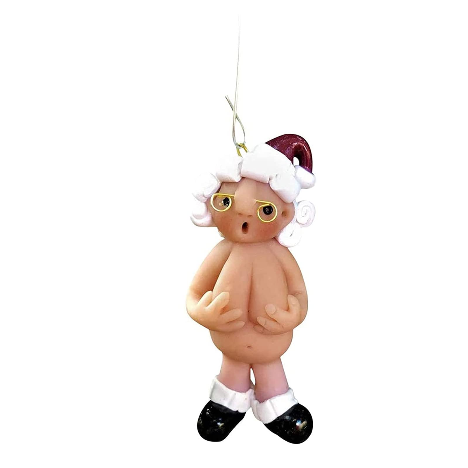 Ymoyoin Naked Santa Claus Christmas Ornaments Naughty Santa Christmas Ornament Stocking Cap Santa Ornament (8 Cm, Woman)