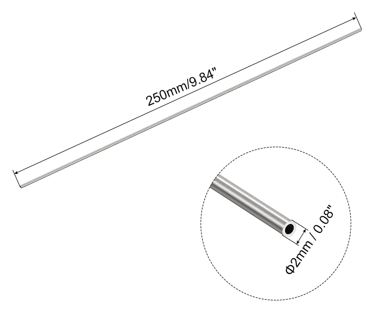 Kupferrohr, Kapillarrohr aus Edelstahl 304, Außendurchmesser 1/1,5/2/3/5/6/8/10/12 mm, gerade Länge 250/500(1.5x1.1x500mm 10pcs)