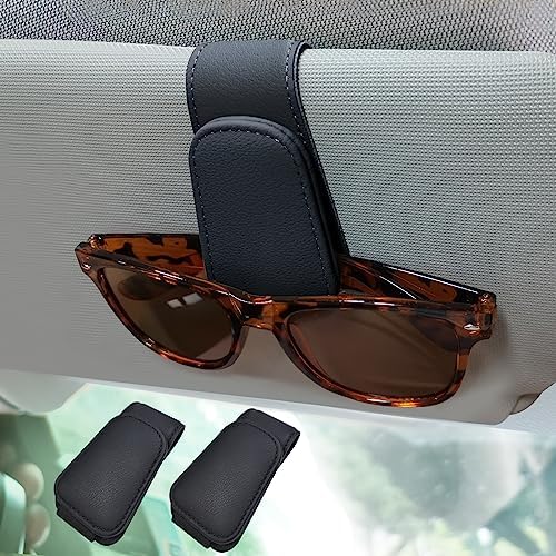DPKIKO 2 Pack Sunglasses Holders for Car Sun Leather Glasses Eyeglass
