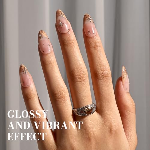 Image of MelodySusie Pearlescent Champagne Gel Nail Polish,0.5fl oz Nails Soak Off UV LED Champagne Shimmer Glitter Gel Polish Nail Art Manicure Salon DIY Nail Design Decoration at Home Gift for Women-z147