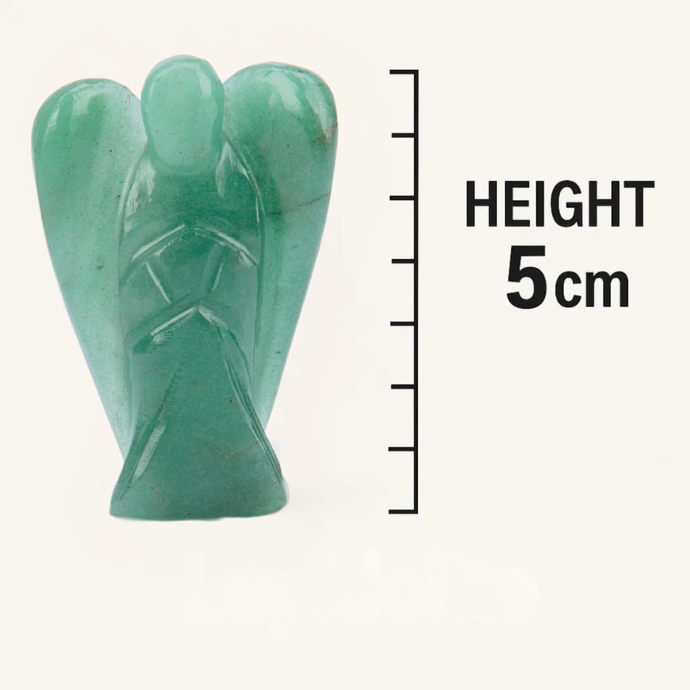 Green Strawberry Quartz Angel Statue, 2" Beautiful Gemstone Guardian Angel, Natural Crystal Angel, Hand-Carved Angel Charms for Protection, Love, Peace, and Positive Energy, Angel Figurines Décor - Image 2