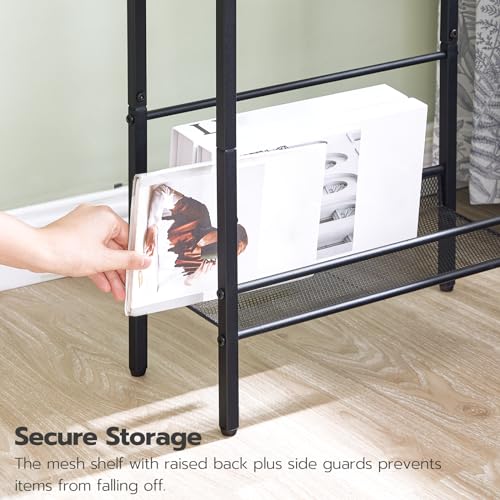 Image of HOOBRO Small Narrow Side Table with Charging Station, Skinny End Table for Small Spaces, Slim Nightstand with USB Ports Outlet, Sofa Beside Table with Storage Shelf, Black BB102UBZ01
