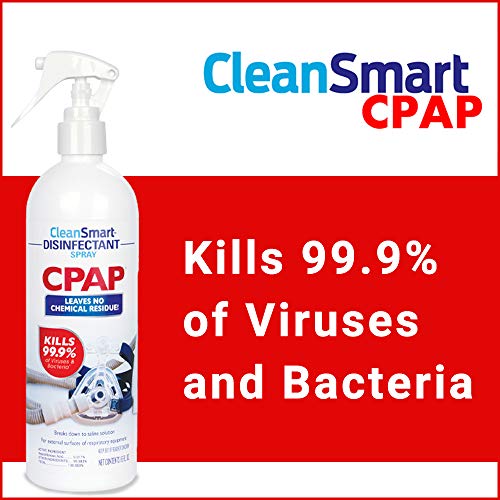CleanSmart CPAP Disinfectant Spray, 8 Ounce Travel Bottle (Pack of 2), Kills 99.9% of Viruses, Bacteria, Germs, Mold, and Fungus, Leaves No Chemical Residue