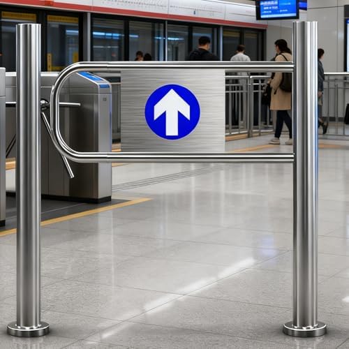 Automatic Rebound Swing Gate, Stainless Steel Safety Gate for Supermarket & Commercial Entrances, 39.3in Pedestrian Door for Yards & Stores, Durable & Reliable Access Control