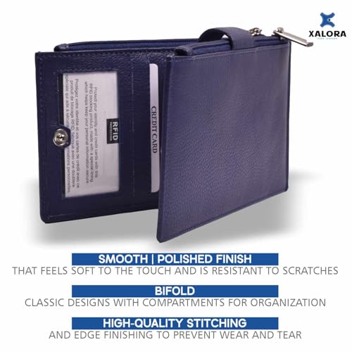 XALORA Women's RFID Blocking Large Bifold Wallet – Multi-Card Holder with Zipper Pocket, Premium Leather Clutch Purse​3