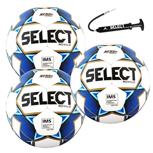 SELECT 2019 2022 Royale Soccer Ball, 3-Ball Pack, White Blue, Size 5