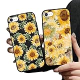 Zrutru 2 Pack Sunflower Phone Cases for iPhone SE 2022/SE 2020/8/7 Case Cute Design Floral Blooms Design Camera Protection Soft TPU Shockproof Protective Phone Cover Funda for iPhone 7 4.7 Inch