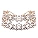 XY Fancy Women Fashion Punk Chain Collar Necklace Wide Band Alloy Rhinestone Choker Gold