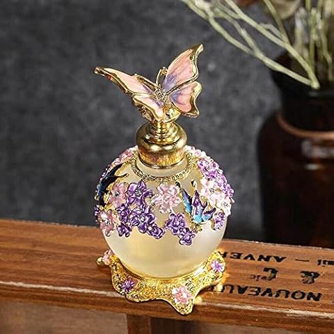 25ml Vintage Purple Butterfly Perfume Bottle Lady Essential Reusable Oil Bottle Decoration Cover