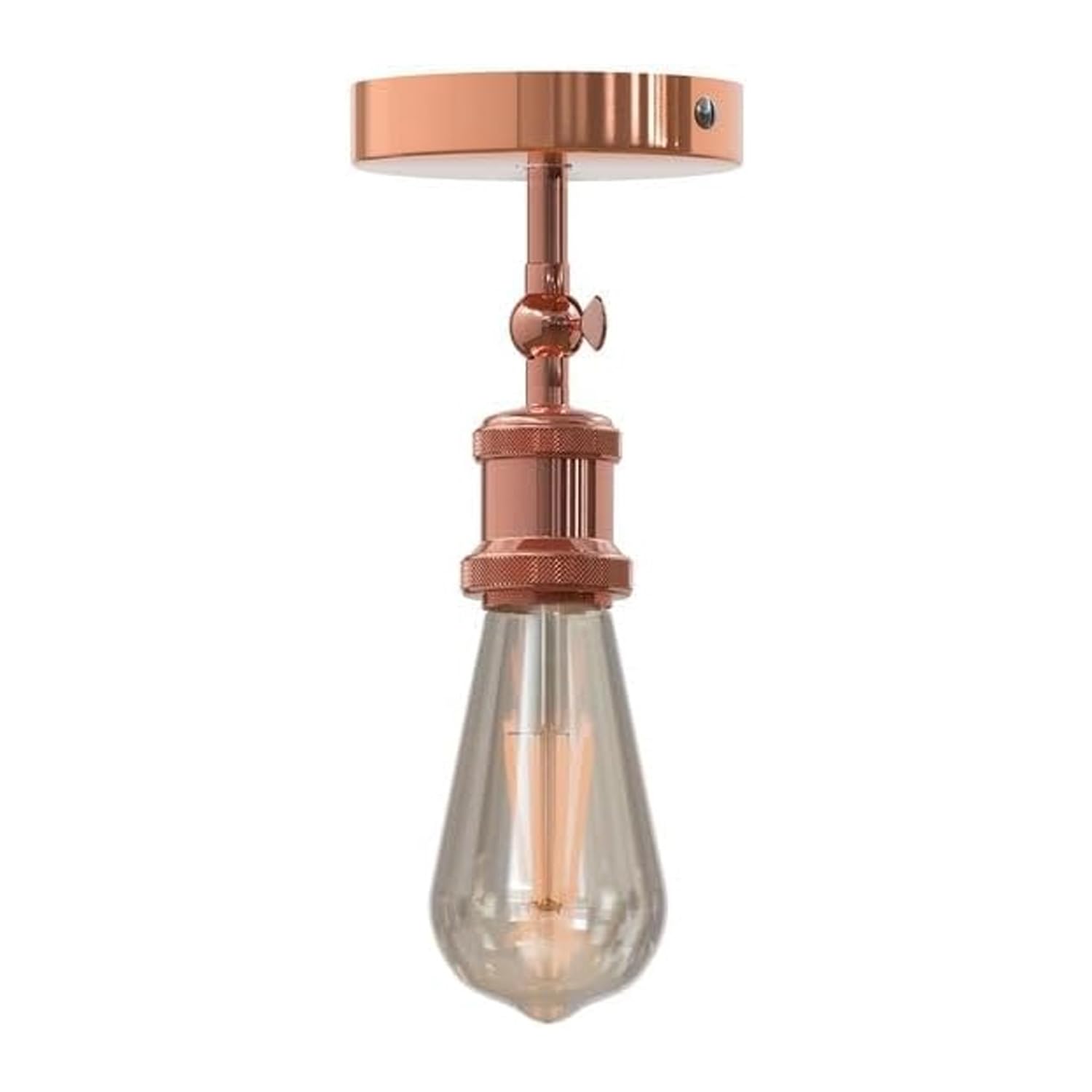 LEDSone Vintage-Ceiling Light Fixture Industrial Metal Adjustable E27 Base-Flush Mounted Lighting for Bedroom Living Room Kitchen Hall Way Restaurant (Rose Gold with Bulb)