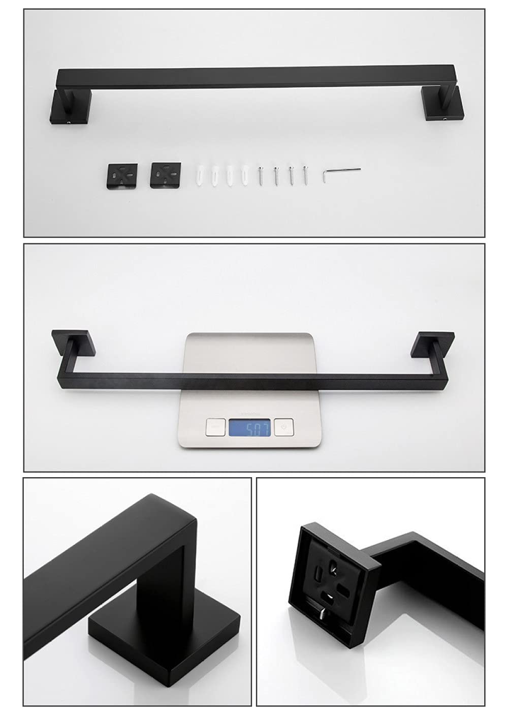 Juego de Accesorios de baño Negro Mate, Gancho para Bata Negro, Barra de Toalla, Soporte para Papel higiénico, Accesorios de baño, Estilo B, Juego, como se Muestra