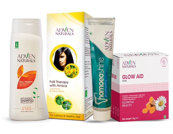 Adven Naturals Advanced Herbal Hair Nourishment Combo | Neem Tulsi Shampoo 200ML + Arnica Tulsi Cinchona Oleum Sant Hair Oil 100ML+ Toothpaste 100GM + Glow aid Soap Pack | Complete Care Kit-image-40