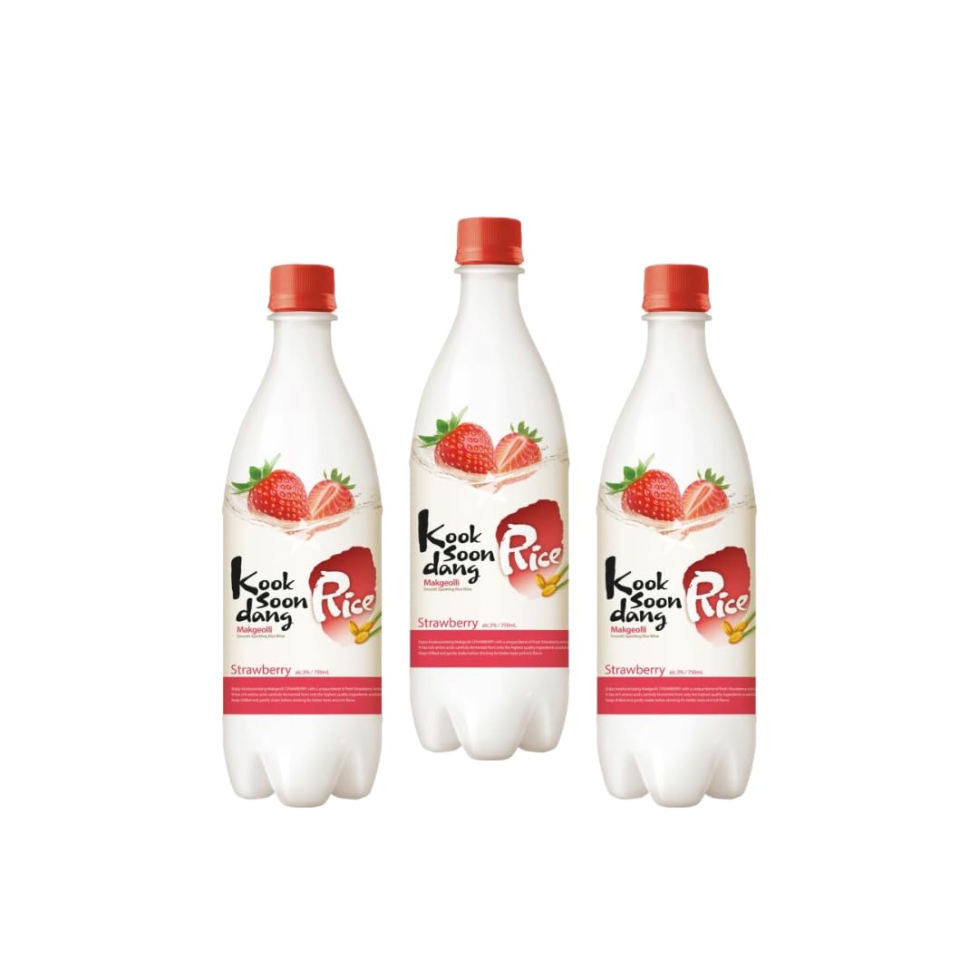 Box da 3 di Vino di Riso Makkoli alla Fragola 750ml(3% Vol.), Kooksoondang