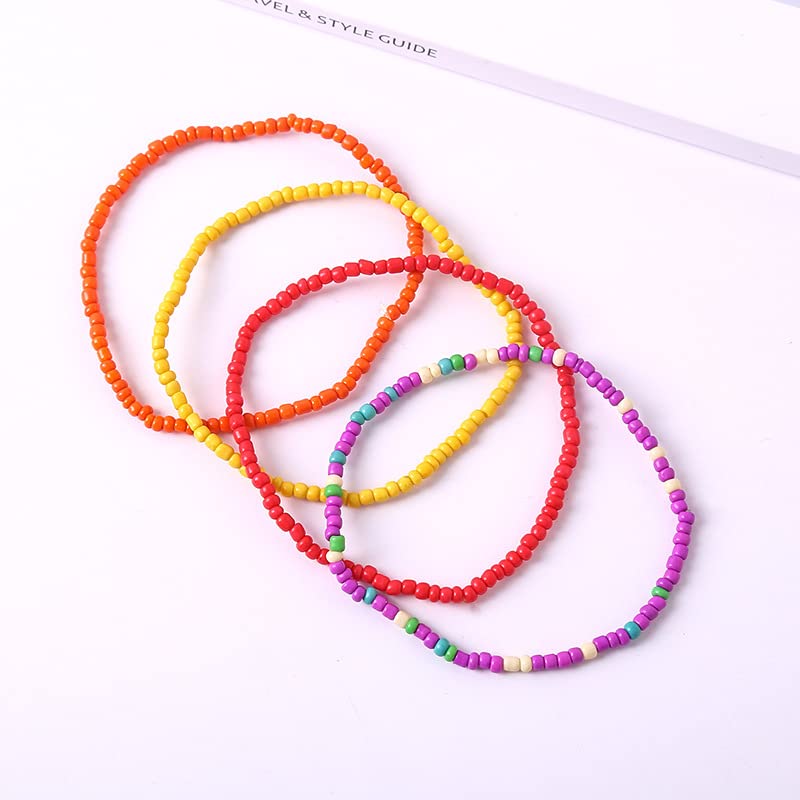 Soyzvteo 17Pcs Elastic Beaded Bracelets Bohemian Stackable Beaded Stretch Bracelets Colorful Boho Beach Bracelet Set Rainbow Handmade Seed Beach Bracelet Jewelry4
