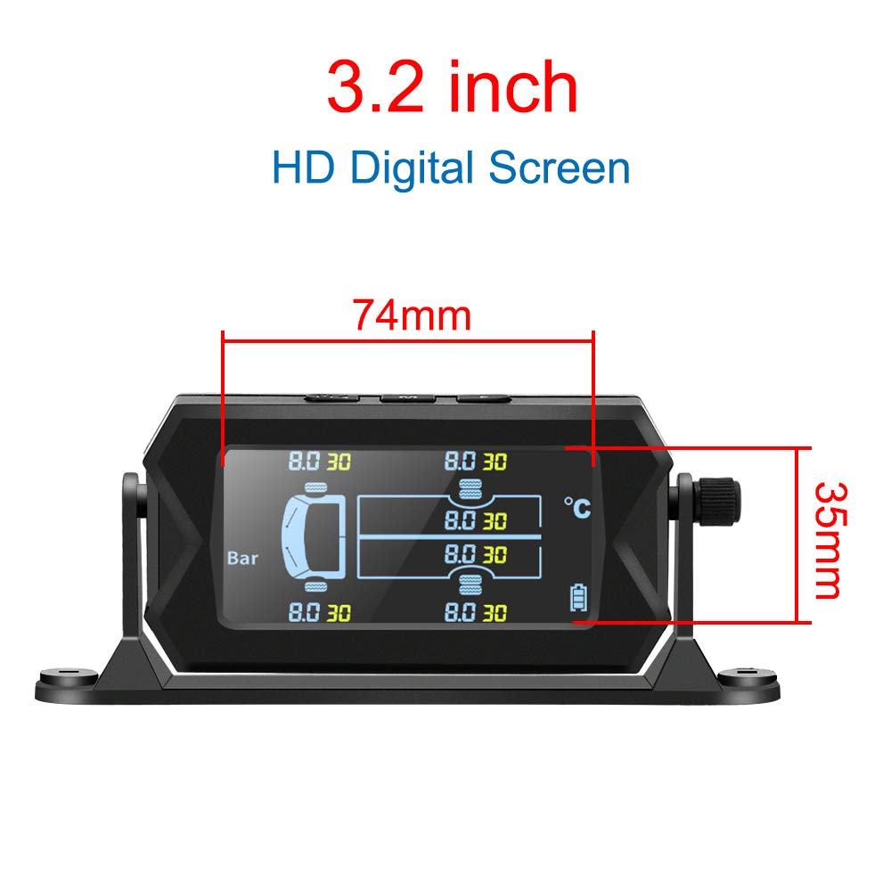 Tpms Sistema de monitoreo de presión de neumáticos Solar inalámbrico con 6 sensores externos Alarma Digital Coche Medidor Presion Neumaticos