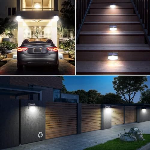 Peasur Solarlampen für Außen mit Bewegungsmelder, [3 Stück] Solarlampe Außen 180° Superhelle Solarleuchte mit Bewegungsmelder Sicherheitswandleuchte 3 Modi IP65 Wasserdichte Wandleuchte Garten 4