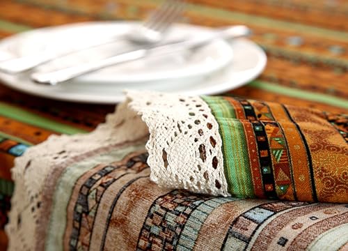 Nappe rectangulaire 140x200 cm en polyester coton rayé Daesar pour table de salle à manger - 6