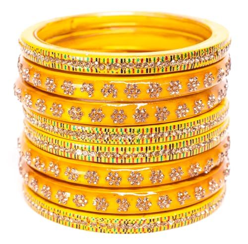 Image of Swara Creations Lah /Lac bangles red color Set, LAHTHI Churi Kundan work for Women and Girls(8 pcs)