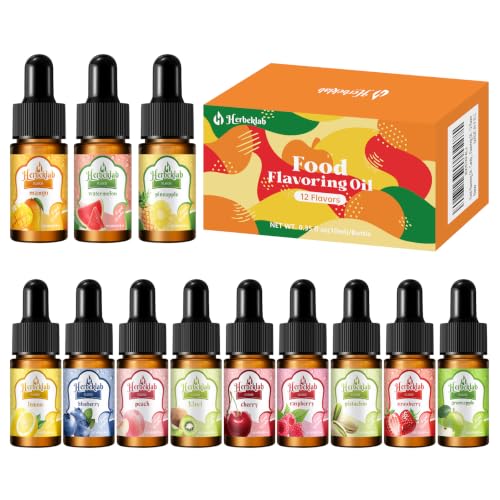 Food Flavoring Oil, 12 Flavor Set, 0.35 fl oz Each, Candy Flavoring for Candy Making, Baking, Desserts, Drinks &amp; Lip Gloss