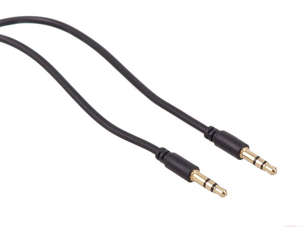 Maclean MCTV Gold Slimline Jack to Jack 3.5mm Cable Audio Lead Headphones Compatible with: PC iPod MP3 Smartphone iPhone (1.5M) Black
