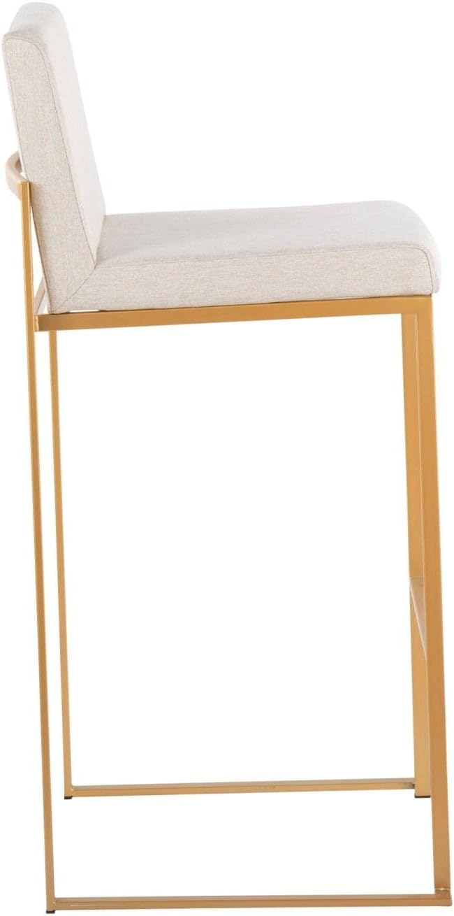 LumiSource Fuji High Back Counter Stools for Kitchen Counter in Gold Metal, Counter Height Chairs, Bar Stools Set of 2, Counter Height Chairs, Bar Stools for Kitchen Island