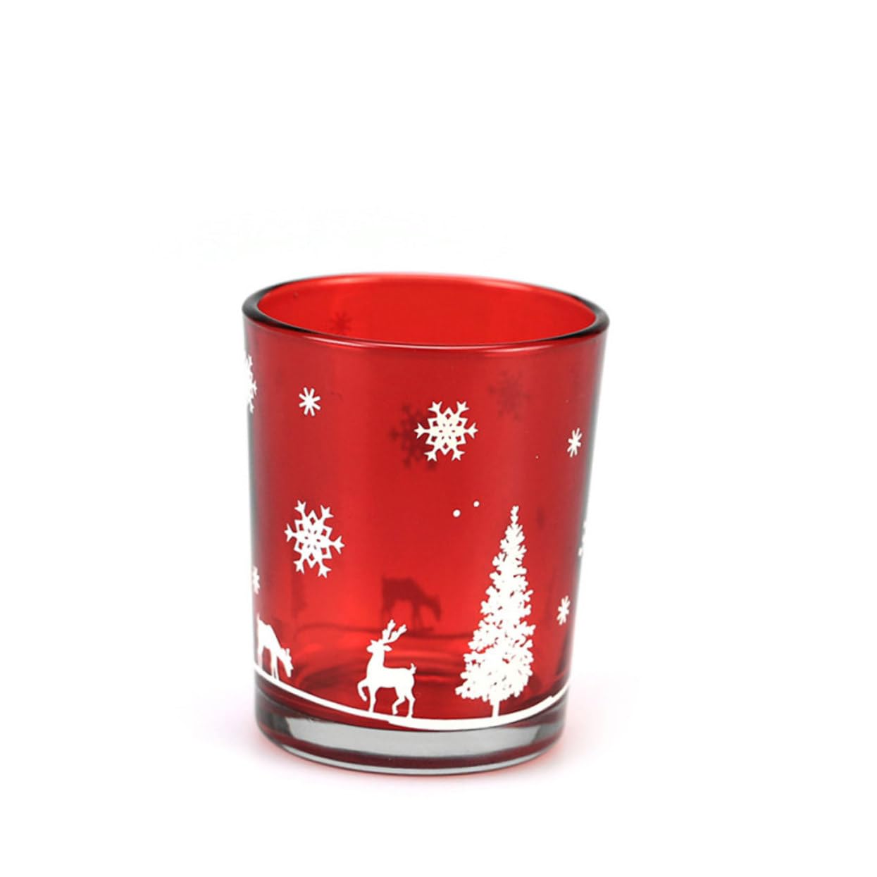 TOPBATHY 8 Piezas Taza De Vela con Tema De Navidad Centro De Mesa con Velas Vela Votiva De Navidad Ornamento del Candelero del Festival Portavelas Candelita Receptor De Goteo De Vidrio