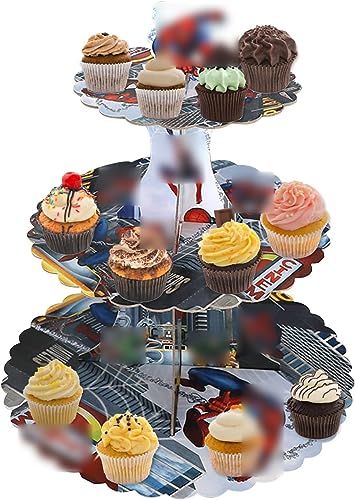 Alzata quadrata nera per cupcake a 4 livelli, confezione da 2