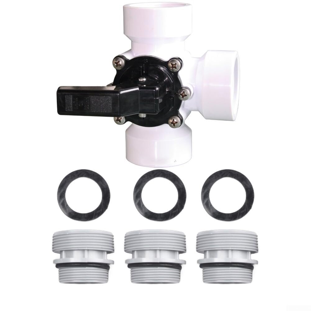 Válvula de bomba de piscina, macho izquierdo de 3 vías, apertura roscada hembra superior de 1.5 pulgadas, válvula de obturador direccional para control de flujo de agua, spa