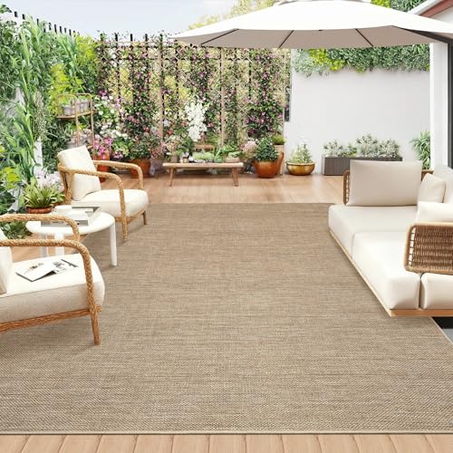 LuxFocus Tapis effet jute pour intérieur et extérieur, 160 x 230 cm, tapis moderne uni avec fond antidérapant, lavable, à poil plat, neutre, pour salon,...
