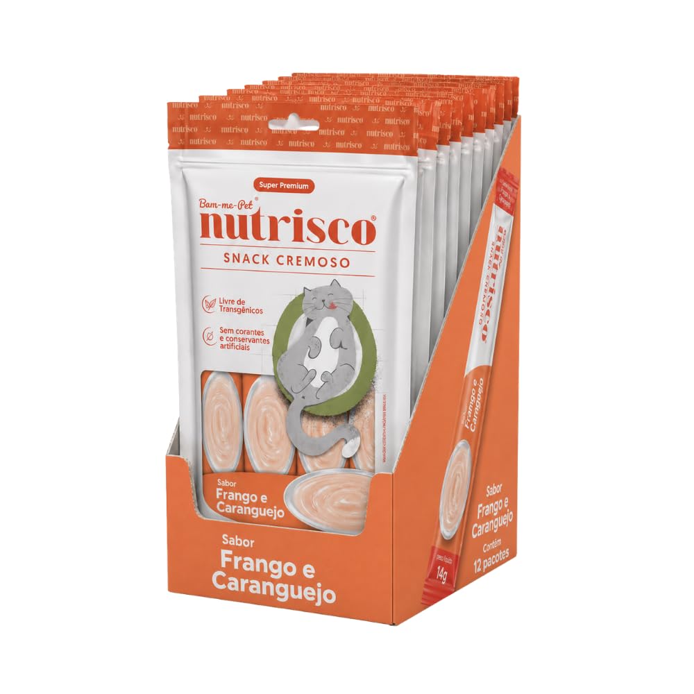 Display Nutrisco Snack Cremoso Gatos Frango e Caranguejo 48 tubos de 14g