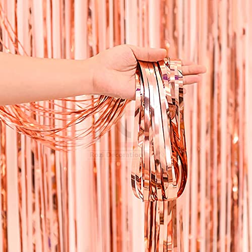Image of Rozi Decoration Rose Gold Birthday Decoration Set | 55 Pcs Combo with Wine Bottle Theme Happy Birthday Banner, Crown Foil Balloon, Metallic & Confetti Balloons, Foil Curtain for Adults Party Decor