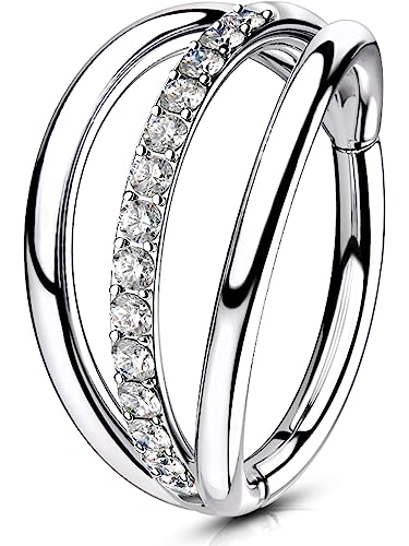 OUFER Body Piercing Helix Ohrring Hoop 16G 8/10/12mm Orbital Conch Ring Tragus Daith Piercings Schmuck CZ Rook Snug Hinged Clicker 316L Chirurgenstahl Knorpel Hoop Ring