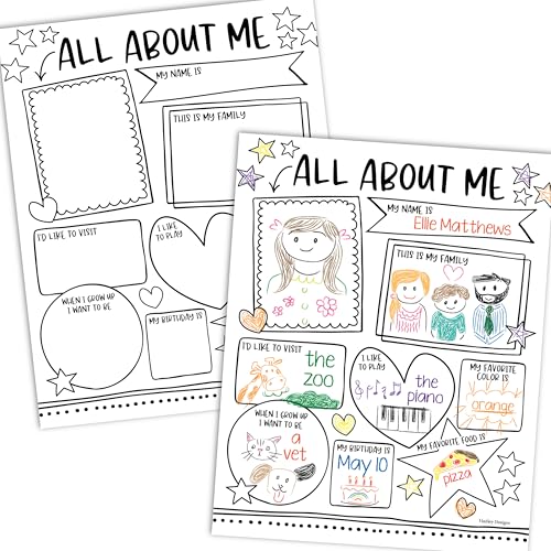 Hadley Designs All About Me Posters for Classroom Must Haves - 20 Star Student Poster, 100 Days of School Items, Star of The Week Poster Elementary Classroom Decor, End of School Year Teacher Supplies