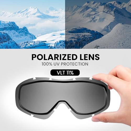 Image of OutdoorMaster OTG Ski Goggles - Over Glasses Ski /Snowboard Goggles for Men, Women & Youth - 100% UV Protection (White Frame + VLT 11% Polarized Black Lens)