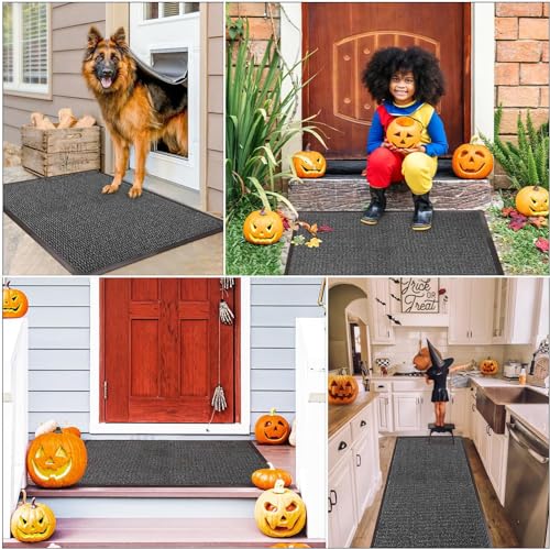 Image of BLADO Washable Door Mats Indoor & Outdoor - Non-Slippery Heavy Duty Doormats Indoor - Stylish & Large Rubber Door Mat - Perfect Dust Grabbing Outdoor & Indoor Door Mat (Grey, 45cm x 75cm)
