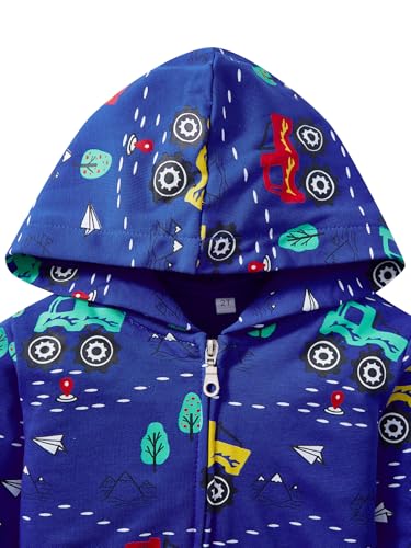 Image of Boys Toddler Zip Up Hoodie Kids Fall Winter Jacket Cute Sweatshirt With Hood 2-7 Years Old