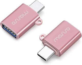 MOSISO USB C to USB Adapter 2 Pack, USB Type-C to USB Connector, Thunderbolt 3 to USB 3.0 Converter Compatible with MacBook Pro 13 inch 2021-2016/Air 13 2022-2018/iPad/More Type-C Devices, Rose Gold