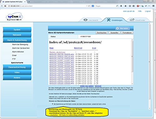 upCam Cyclone IP Kamera mit Nachtsicht (Sony Exmor Full HD Sensor 1920x1080, WLAN, Audio, App, SD Karte, Cloud, Weitwinkel Objektiv, IP Cam für innen) Deutscher Überwachungskamera Hersteller – Bild 3