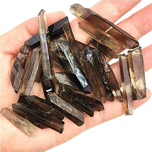 FOPURE 100g Piedra de Cristal de Cuarzo lemuriano Ahumado Natural Rocas ásperas Espécimen Cristales de Cuarzo Natural Regalo Piedras Naturales y Minerales