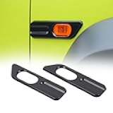 2PCS Side Turn Signal Light Cover Guard Fender Turn Signal Lamp Frame Bezel Trim Compatible with Suzuki Jimny 2019 2020 2021 2022 2023 2024 Exterior Accessories (Black-A)