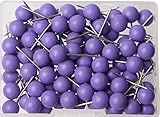 AnMiao Star 100pcs Map Tacks Push Pins 1/4 Inch Diameter Plastic Round Head and 7/16 inch Steel Needle Points,Used for Marking Craft Office and Home on Map,Bulletin Board or Cork boards.(Purple）