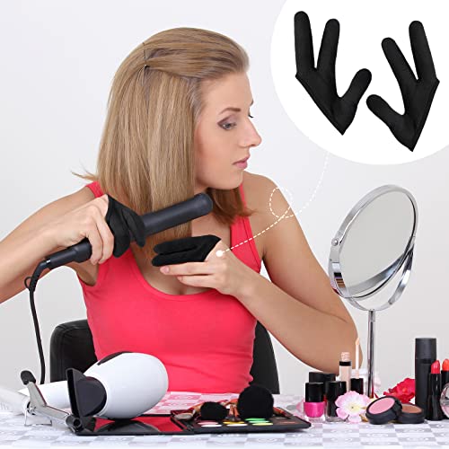 2 pcs heat resistant gloves for hair styling curling wand 3 finger reusable mittens protection gloves for barber dye protector straightening