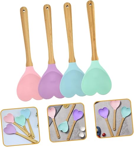 Miniatura 7 de Cuchara mezcladora en forma de corazón, cuchara de silicona, cuchara de corazón de madera, cuchara de corazón de bambú, decoración de cóctel para