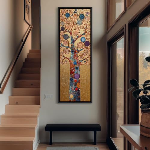 Tableau Arbre de Vie doré vertical 60x180cm chic