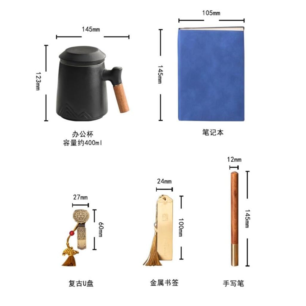 Set Regalo con quaderno, segnalibro, Bicchiere d'Acqua e Ombrello - Pacchetto per Professionisti dell'ufficio e imprenditori