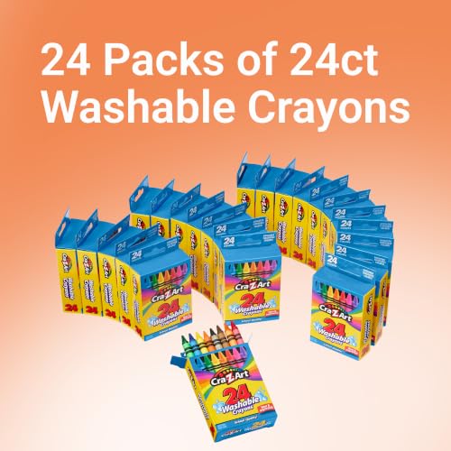 Image of Cra-Z-Art Bulk Crayons, 24 Packs of 24 Count Washable Crayons, School Supplies, Classroom Supplies, Teacher Bulk Pack