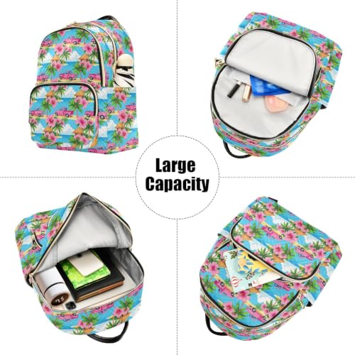 Mochila casual de hibisco isleño para vacaciones y viajes de mujeres 5