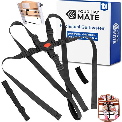 Sistema de arnés de 5 puntos para trona, 1 juego, compatible con bebeconfort, Kinderkraft, Safety 1st, y muchos más, en negro, con correa de entrepierna, arnés de seguridad ajustable para trona